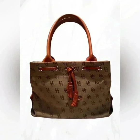 Dooney and Bourke classic leather and canvas mini all over print tote handbag - Picture 1 of 8